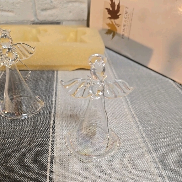 3 Glass Angel Figurines Christmas Decorative Clear Home Decor Ornaments - Picture 7 of 11